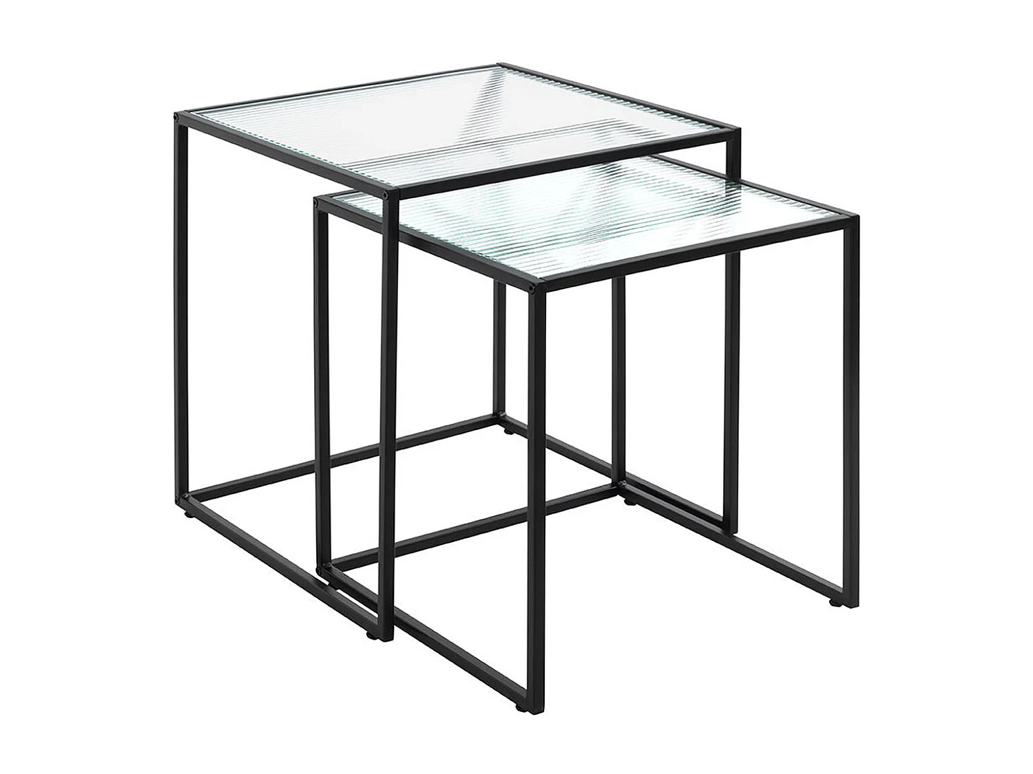 Lot de 2 tables d'appoints en métal coloris noir et verre trempé