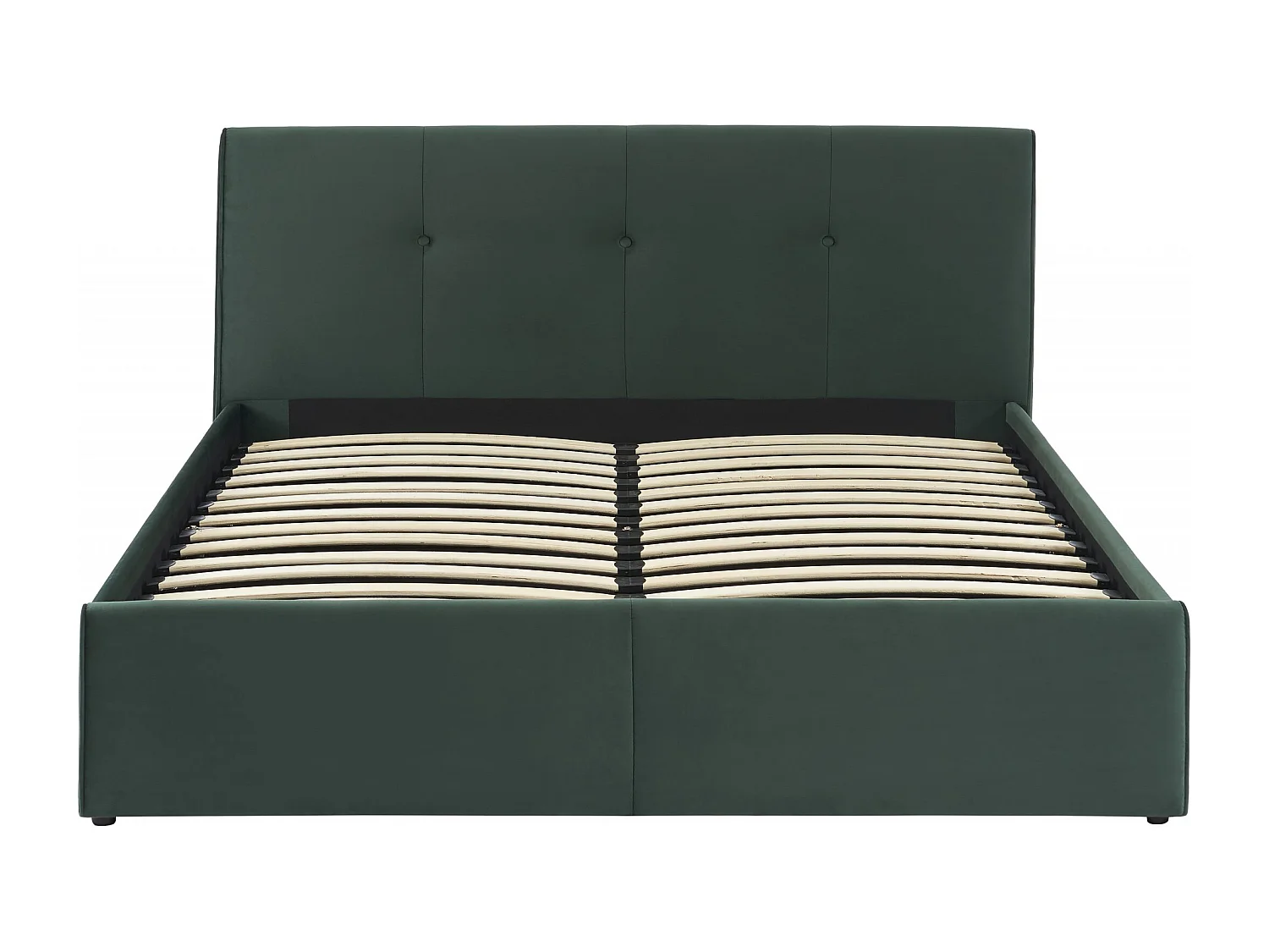 Lit double coffre velours vert forêt sommier inclus 140 x 190 cm TANZANITE