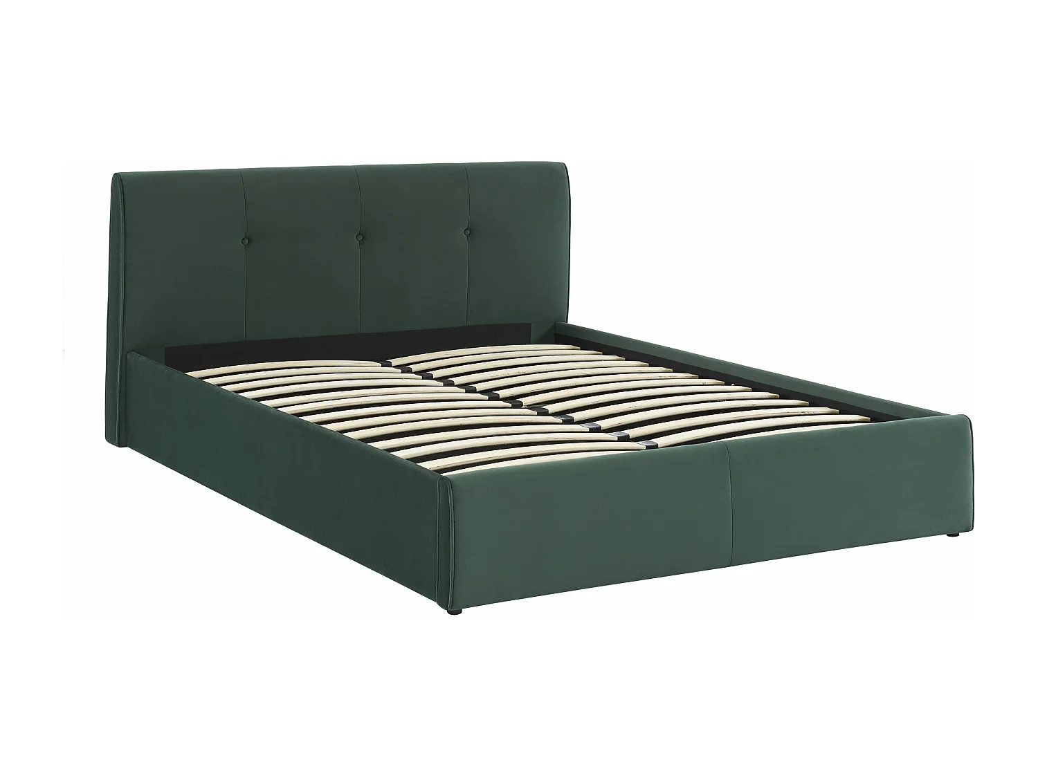 Lit double coffre velours vert forêt sommier inclus 140 x 190 cm TANZANITE