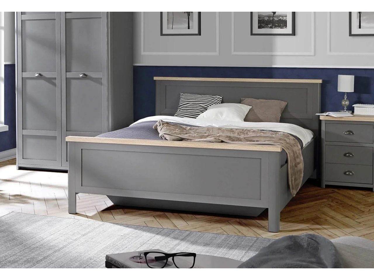 Bett Genoa Lux/140x200/Grau&Beige