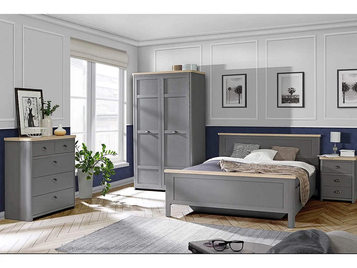 Bett Genoa Lux/140x200/Grau&Beige