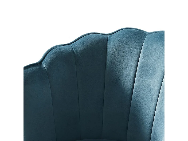 Fauteuil Coquillage en velours avec pieds dores bleu PERIDOT