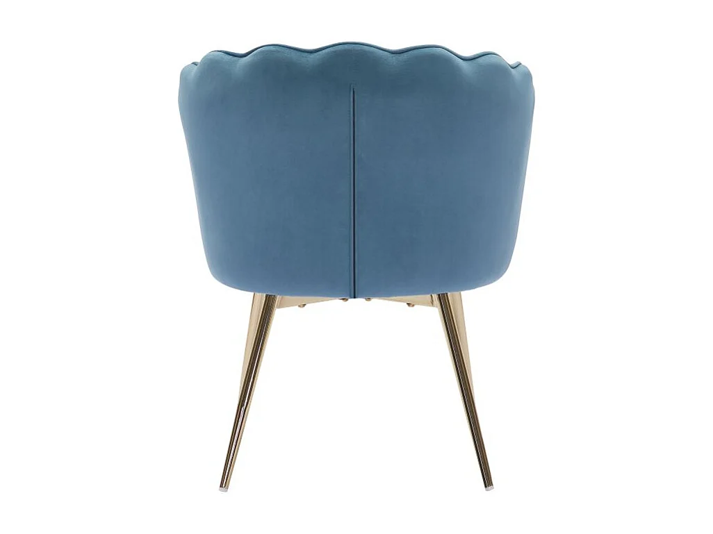 Fauteuil Coquillage en velours avec pieds dores bleu PERIDOT