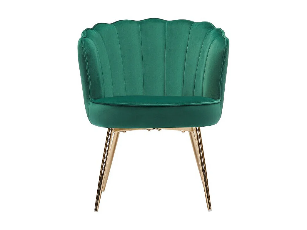 Fauteuil Coquillage en velours avec pieds dores vert sapin PERIDOT