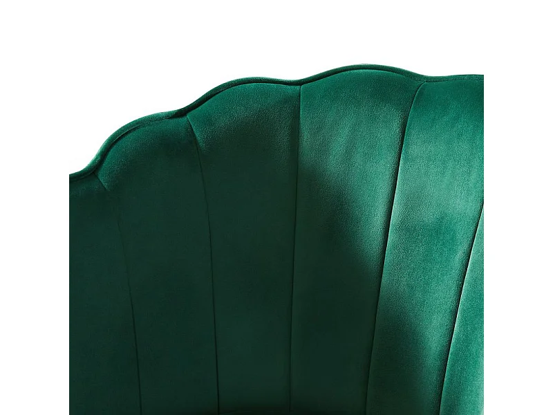Fauteuil Coquillage en velours avec pieds dores vert sapin PERIDOT