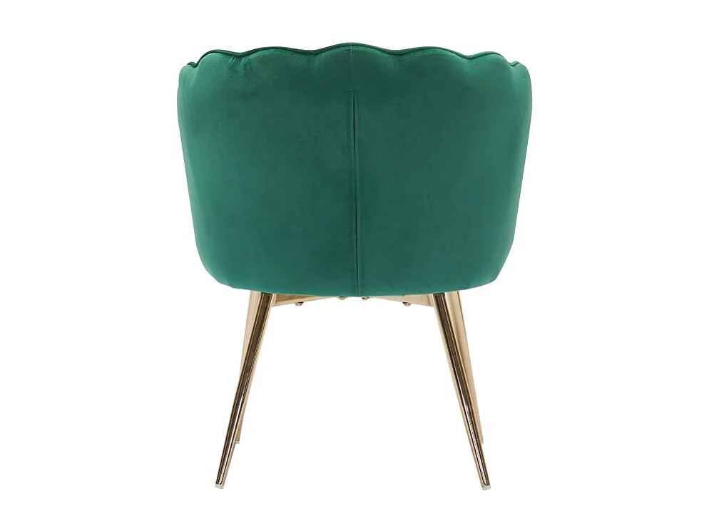 Fauteuil Coquillage en velours avec pieds dores vert sapin PERIDOT