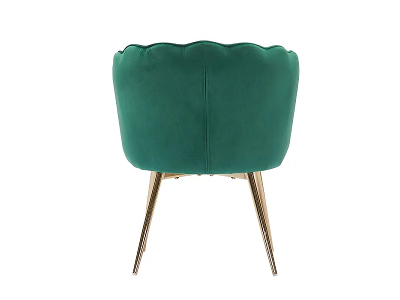 Fauteuil Coquillage en velours avec pieds dores vert sapin PERIDOT