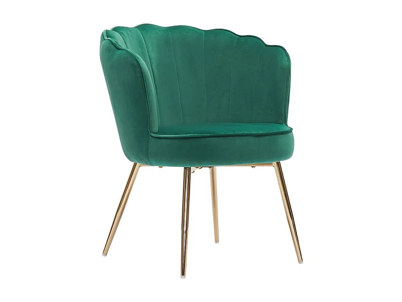 Fauteuil Coquillage en velours avec pieds dores vert sapin PERIDOT