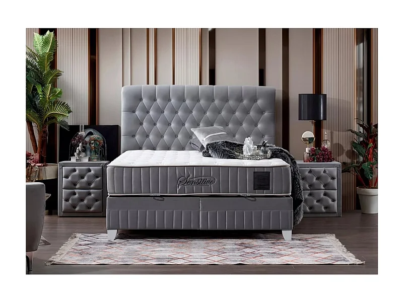 Bett Sensitive /160x200/Stoffbezug/Grau