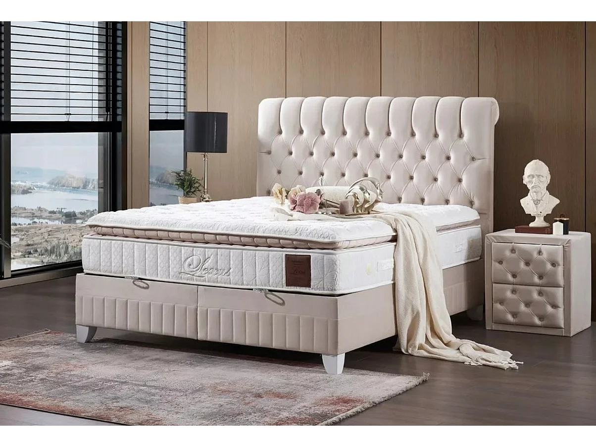 Bett Luxus/160x200/Stoffbezug/Beige