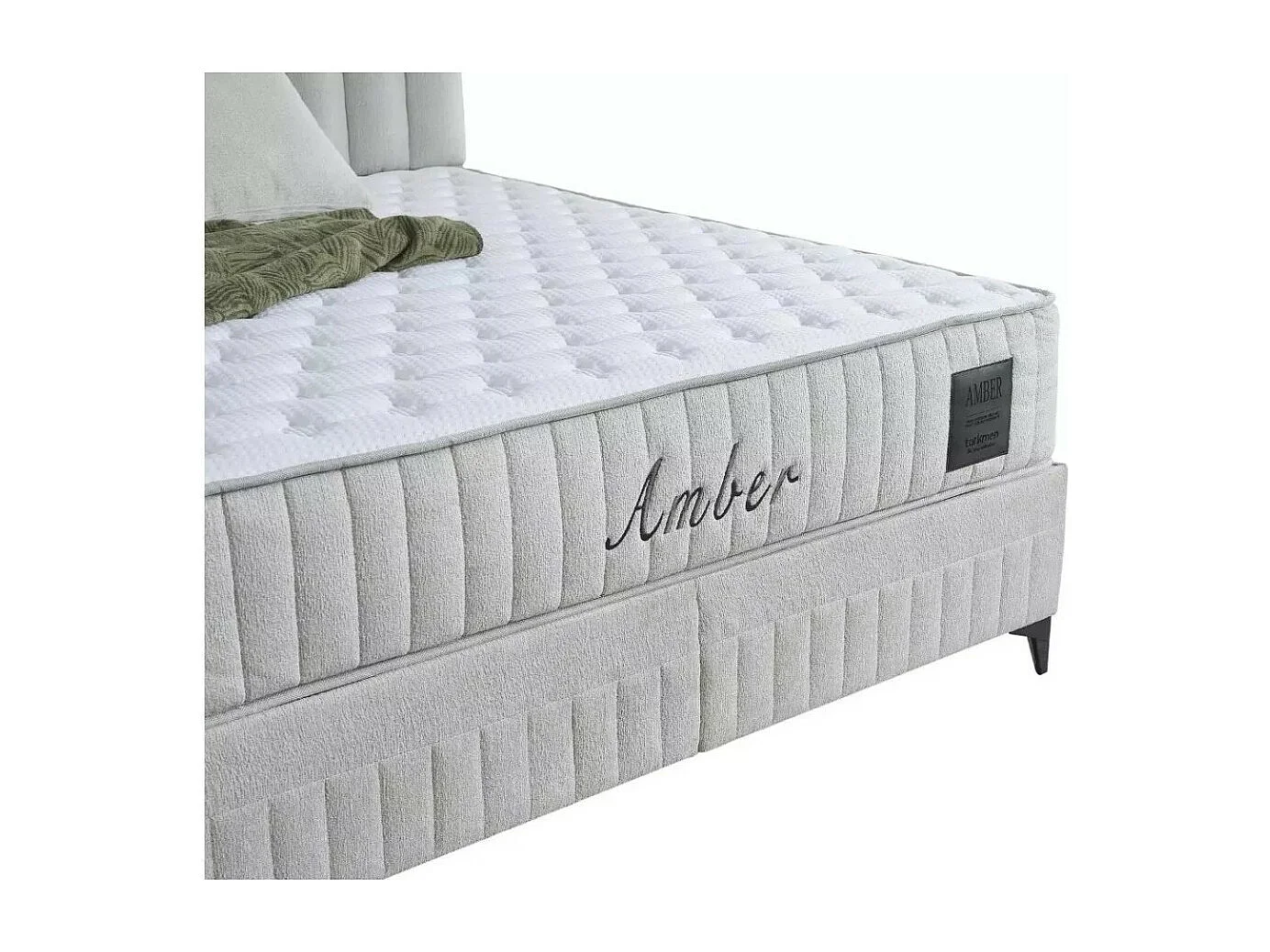Bett Amber L/180x200/Stoffbezug/Weiss