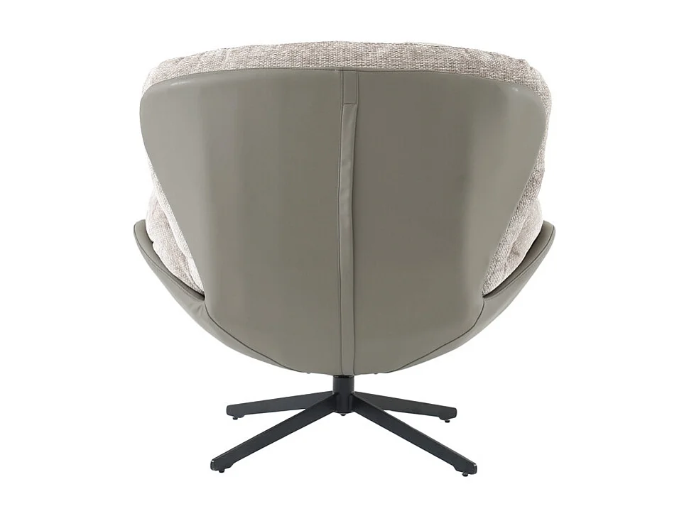 Fauteuil rotatif 360° tissu doux beige et pieds métal noir - CORNELIA
