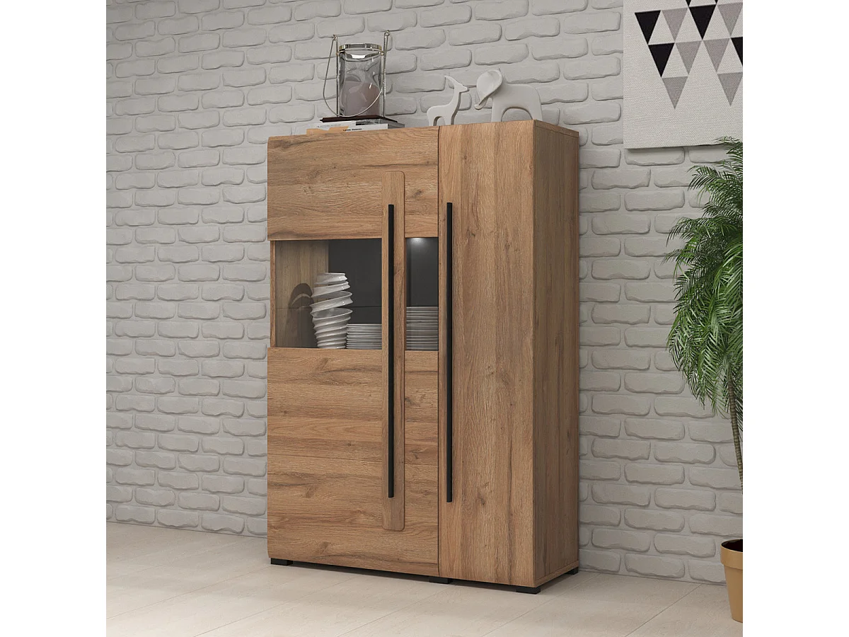Vaisselier 2 portes avec LED Louis Bois
