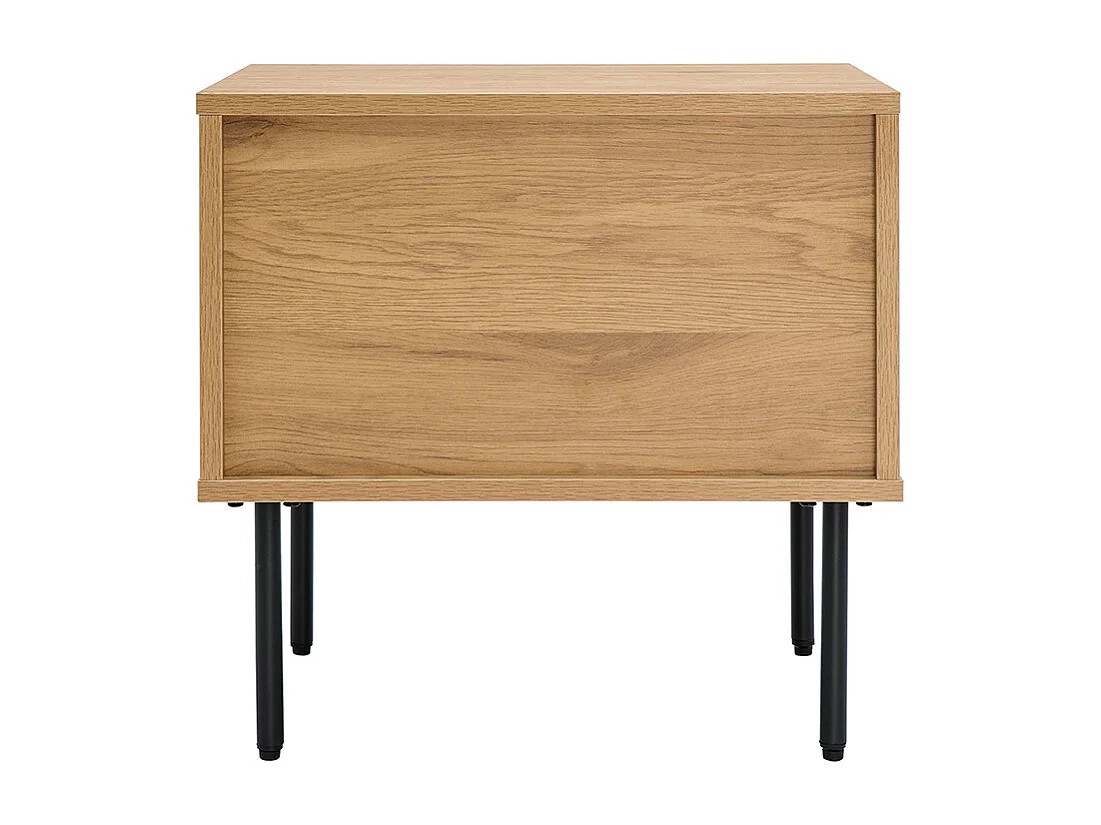 Table de chevet avec rangements finition bois clair chêne et métal noir PERNELLE