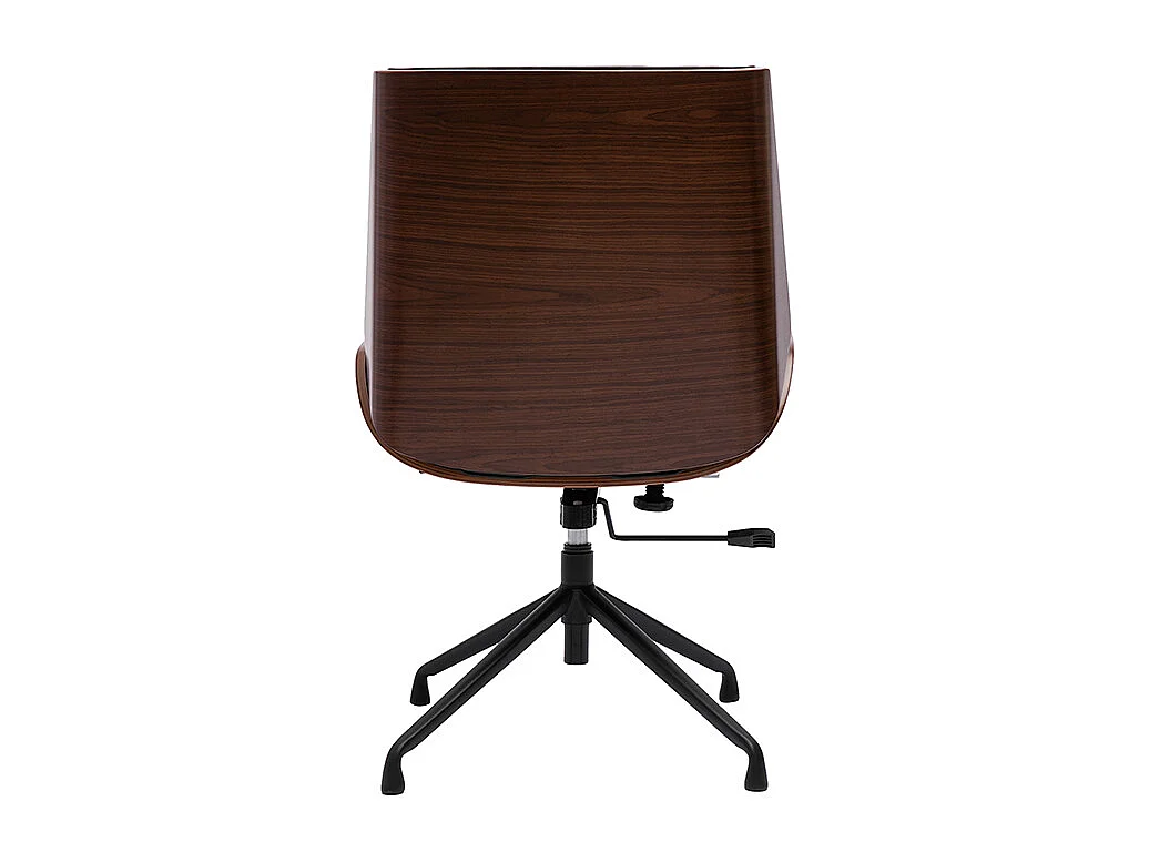 Silla de oficina giratoria de diseño 360° negra, madera oscura nogal y metal negro CURVED