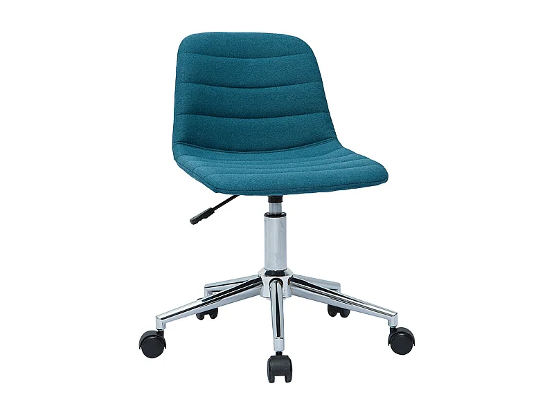 Silla de escritorio moderna de tejido azul petróleo y acero cromado SAURY