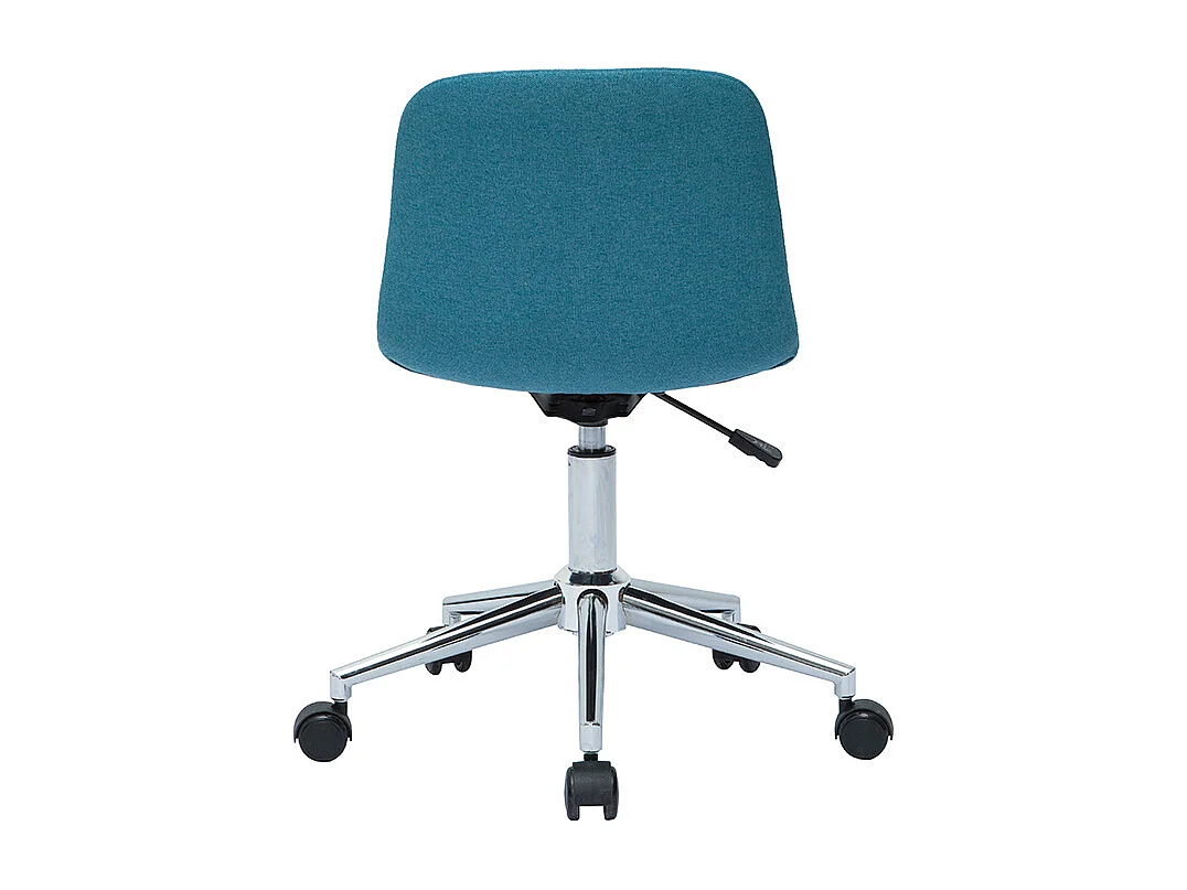 Silla de escritorio moderna de tejido azul petróleo y acero cromado SAURY
