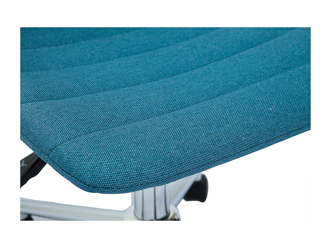 Silla de escritorio moderna de tejido azul petróleo y acero cromado SAURY