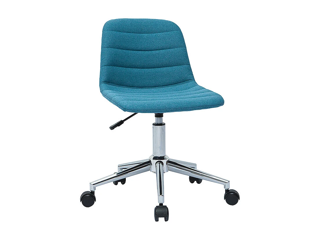 Silla de escritorio moderna de tejido azul petróleo y acero cromado SAURY