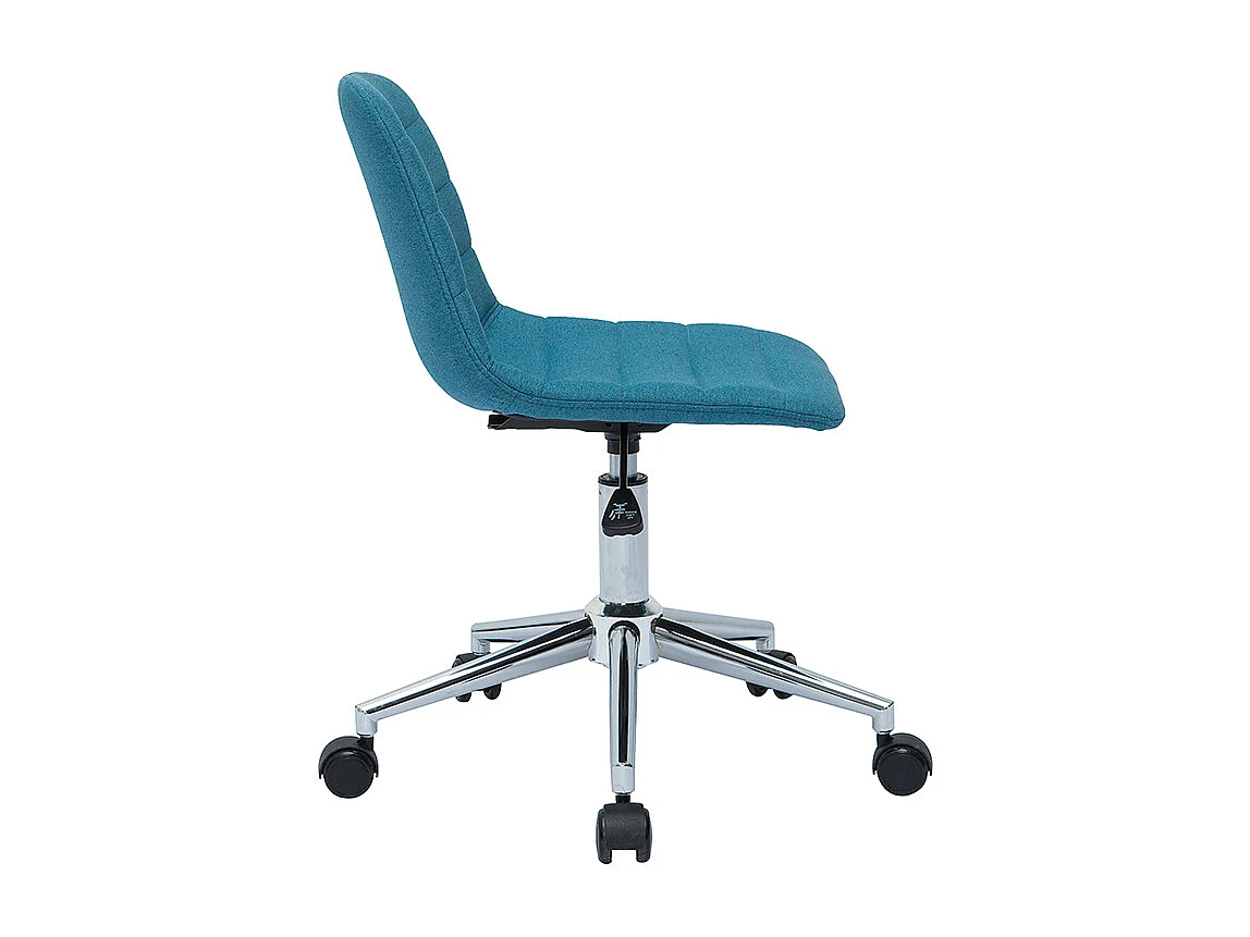 Silla de escritorio moderna de tejido azul petróleo y acero cromado SAURY