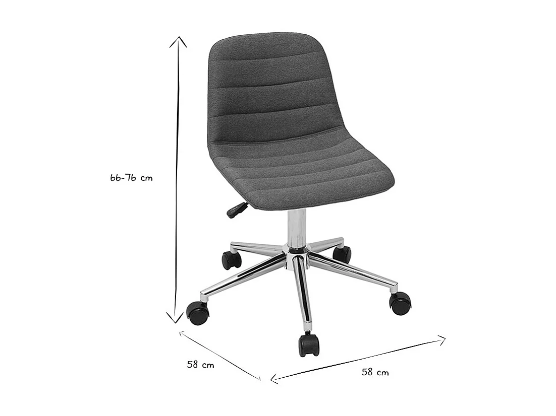 Silla de escritorio moderna de tejido azul petróleo y acero cromado SAURY