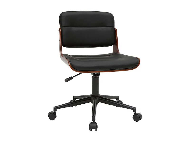 Silla de escritorio giratoria negra con madera oscura ARAMON