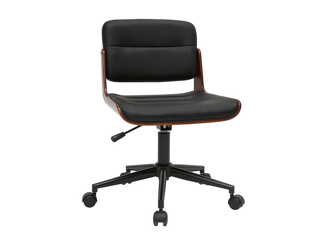 Silla de escritorio giratoria negra con madera oscura ARAMON