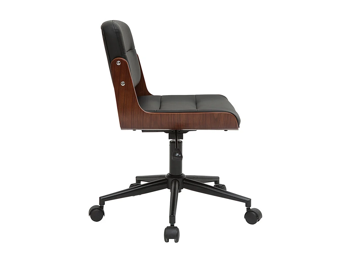 Silla de escritorio giratoria negra con madera oscura ARAMON