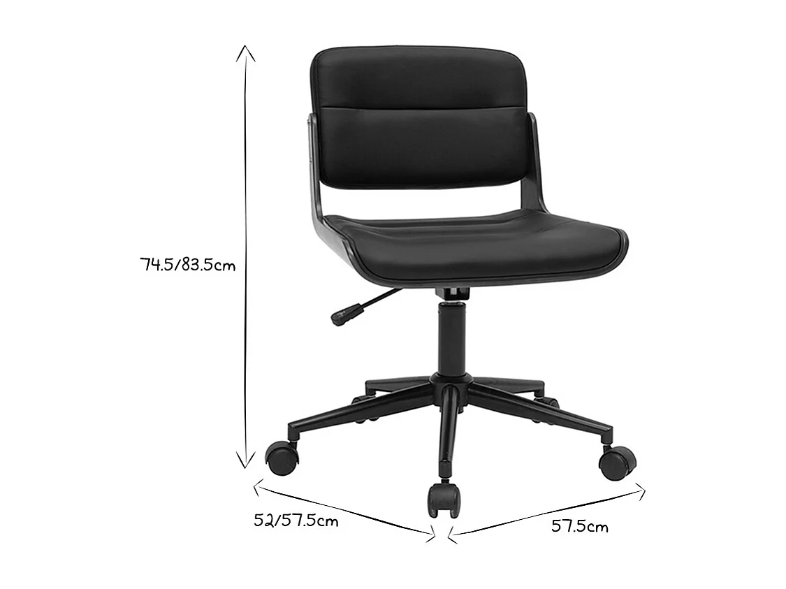 Silla de escritorio giratoria negra con madera oscura ARAMON