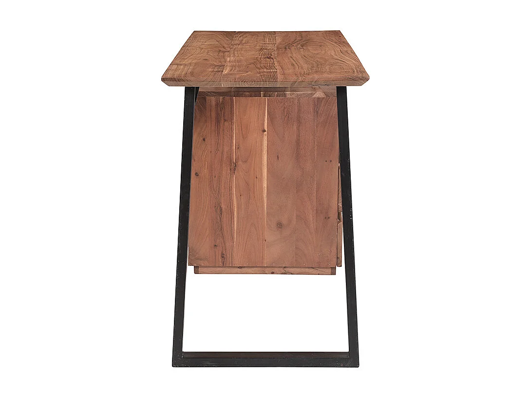 Escritorio de madera de acacia maciza y metal negro 3 cajones 130 cm HORACE