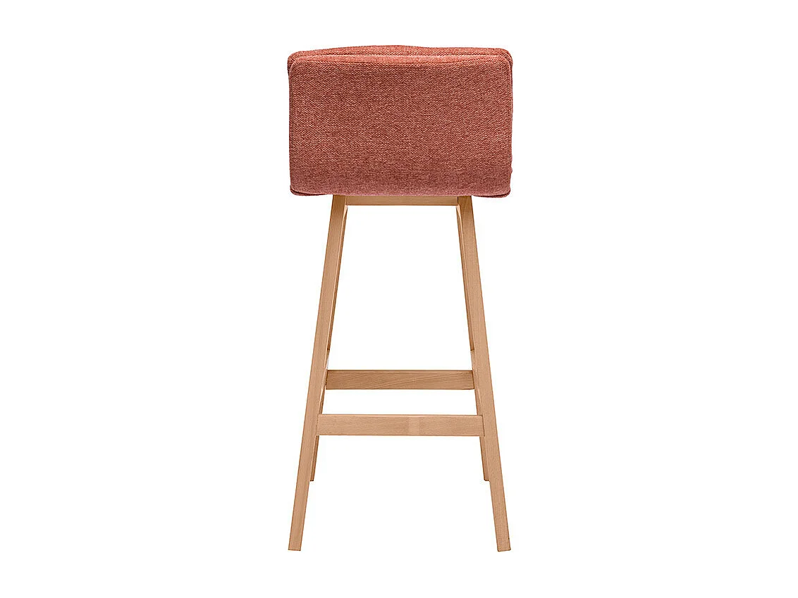 Sgabelli da bar in tessuto effetto velluto terracotta e legno (set da 2) JOAN