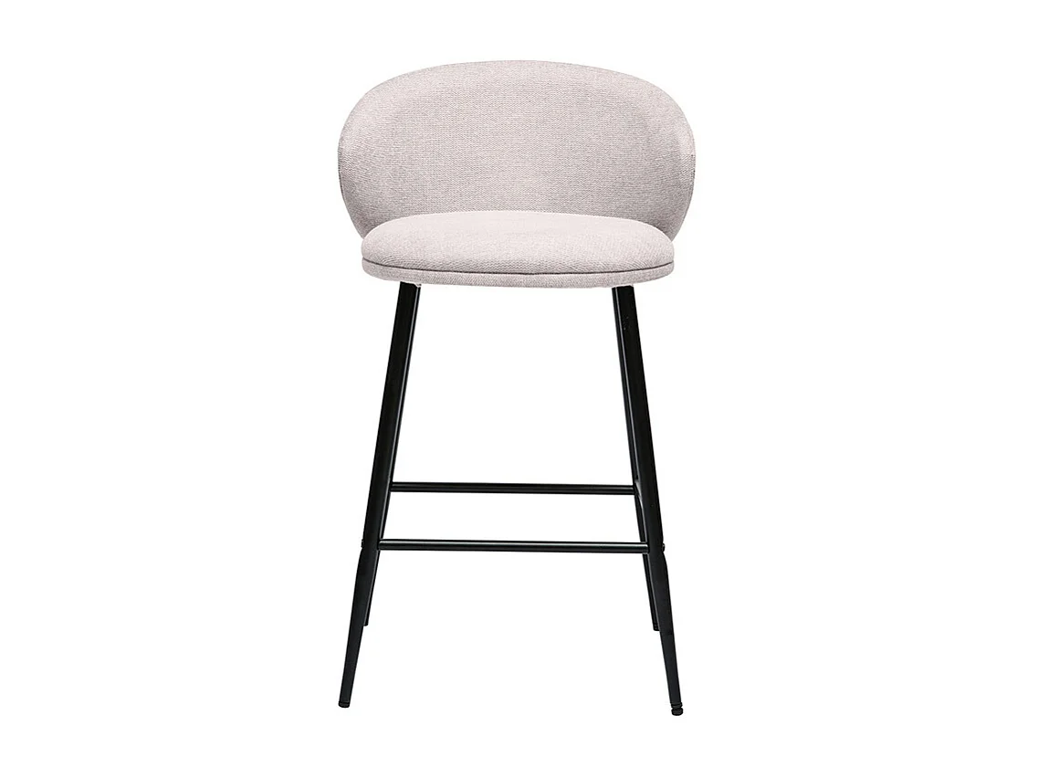 Taburetes de bar de diseño en tela de terciopelo texturizado beige y metal negro (juego de 2) ROSALIE