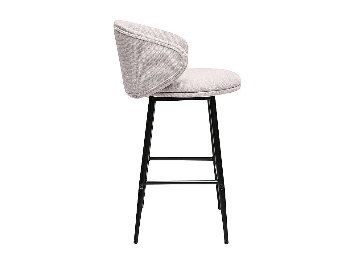 Taburetes de bar de diseño en tela de terciopelo texturizado beige y metal negro (juego de 2) ROSALIE
