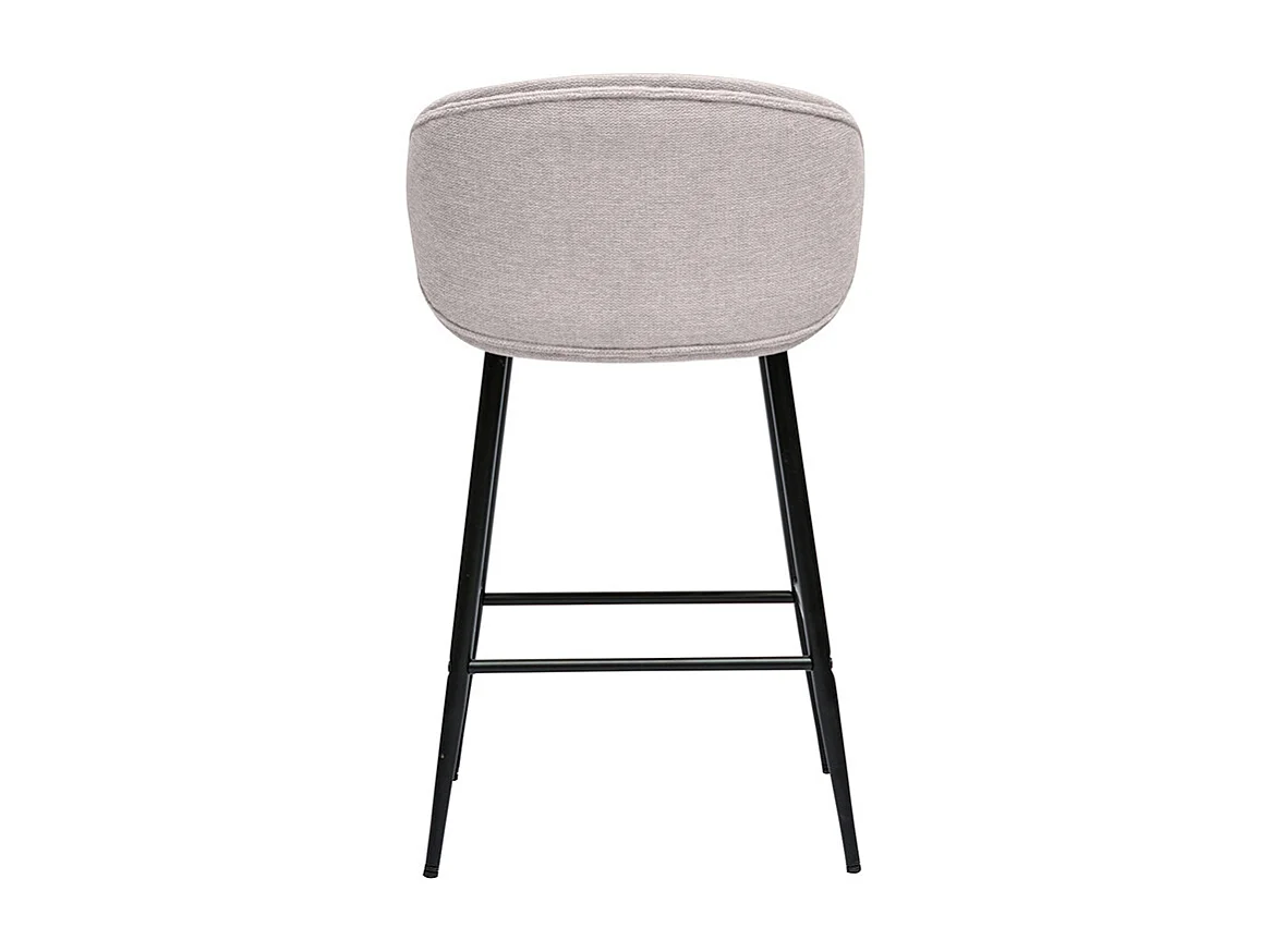 Taburetes de bar de diseño en tela de terciopelo texturizado beige y metal negro (juego de 2) ROSALIE