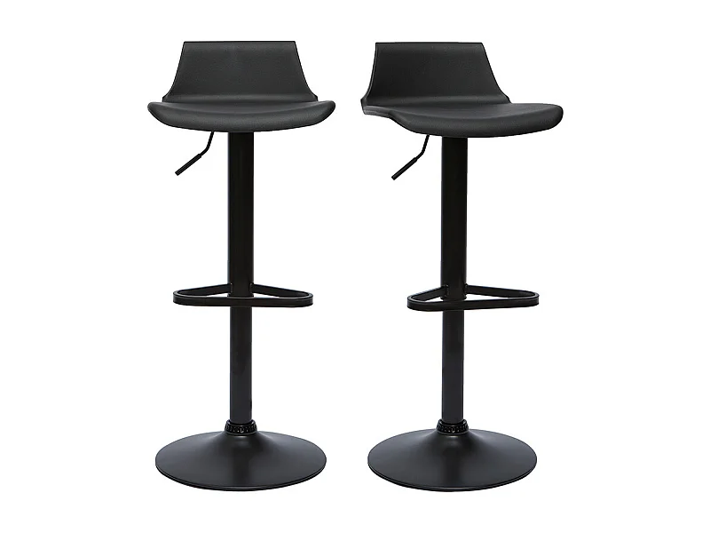 Tabourets de bar design réglables noirs 360° (lot de 2) KRONOS