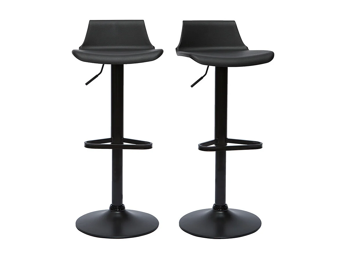 Set de 2 taburetes de cocina de diseño negro ajustables 360º KRONOS