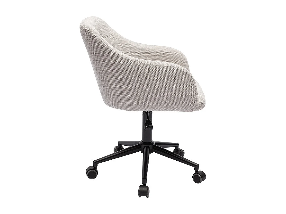 Silla de oficina acolchada con ruedas de tela de terciopelo texturizado beige y metal negro BALTIK
