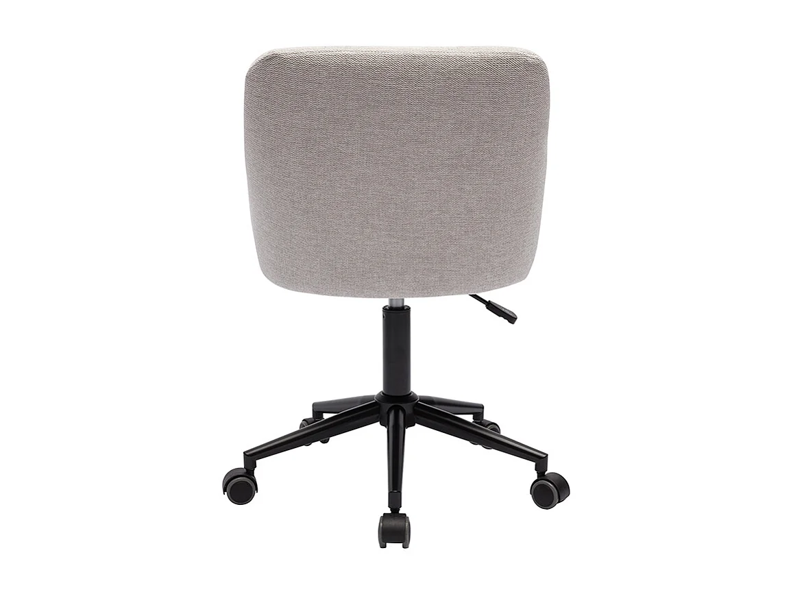 Silla de oficina acolchada con ruedas de tela de terciopelo texturizado beige y metal negro BALTIK
