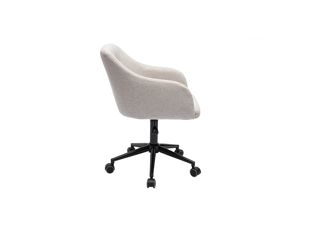 Silla de oficina acolchada con ruedas de tela de terciopelo texturizado beige y metal negro BALTIK