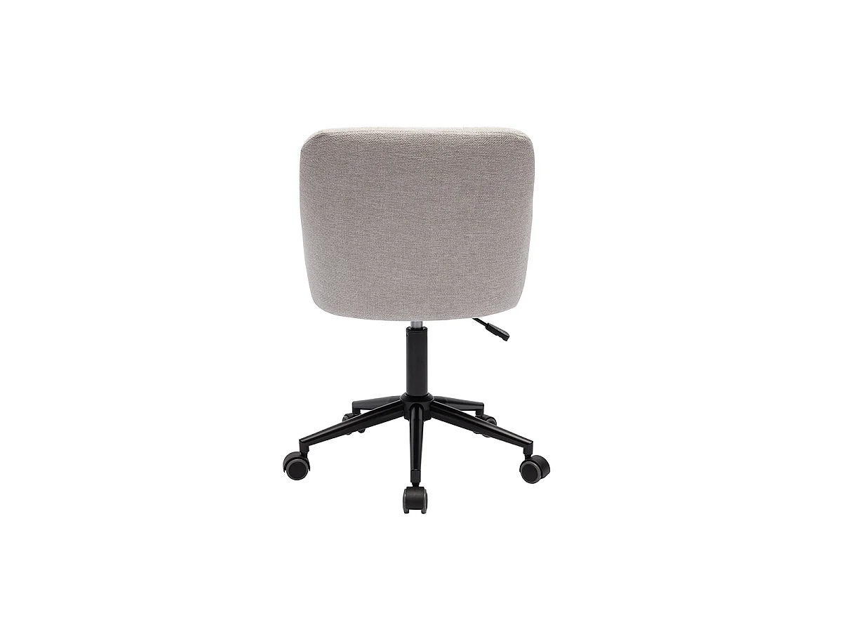 Silla de oficina acolchada con ruedas de tela de terciopelo texturizado beige y metal negro BALTIK