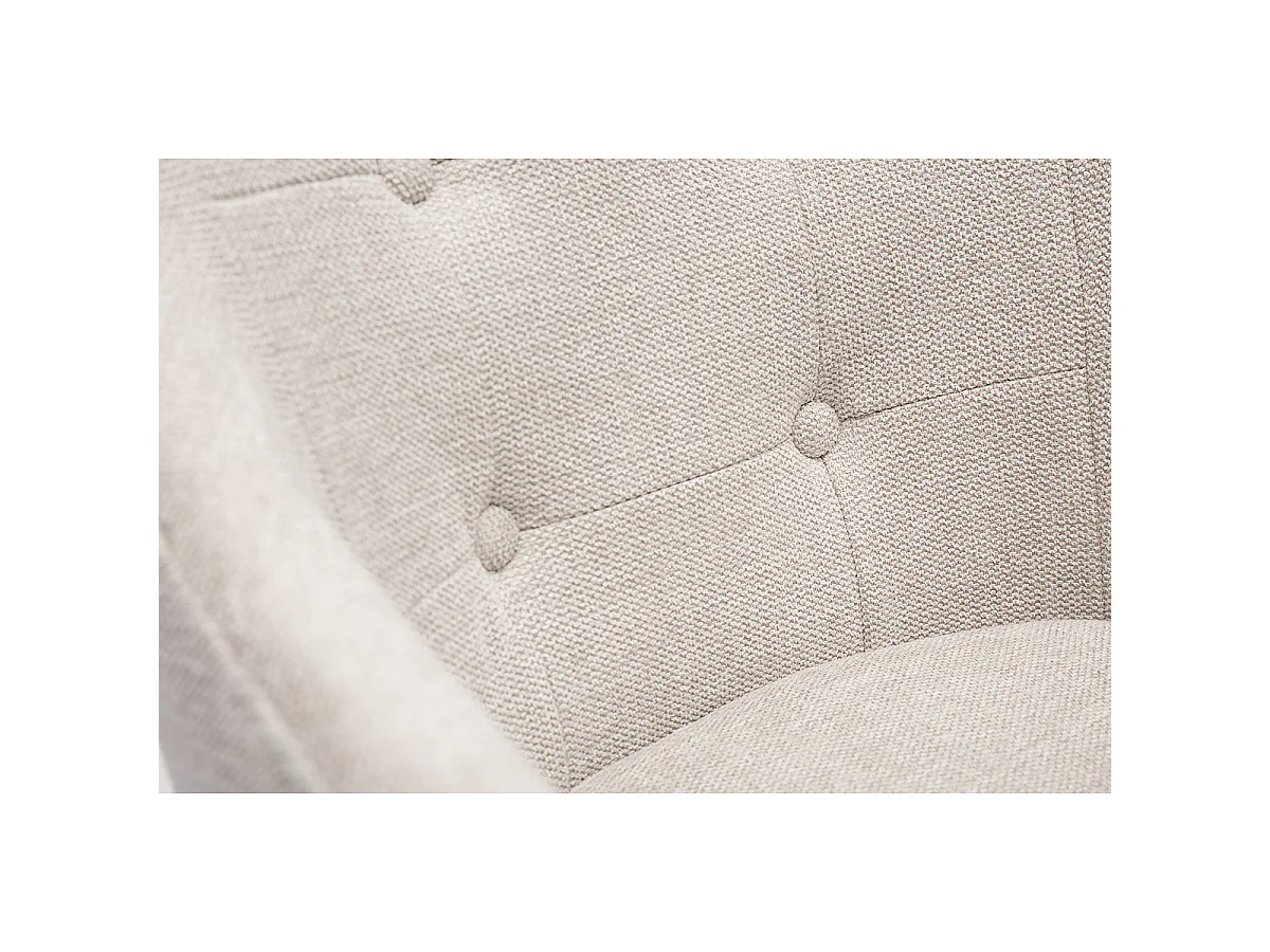 Silla de oficina acolchada con ruedas de tela de terciopelo texturizado beige y metal negro BALTIK