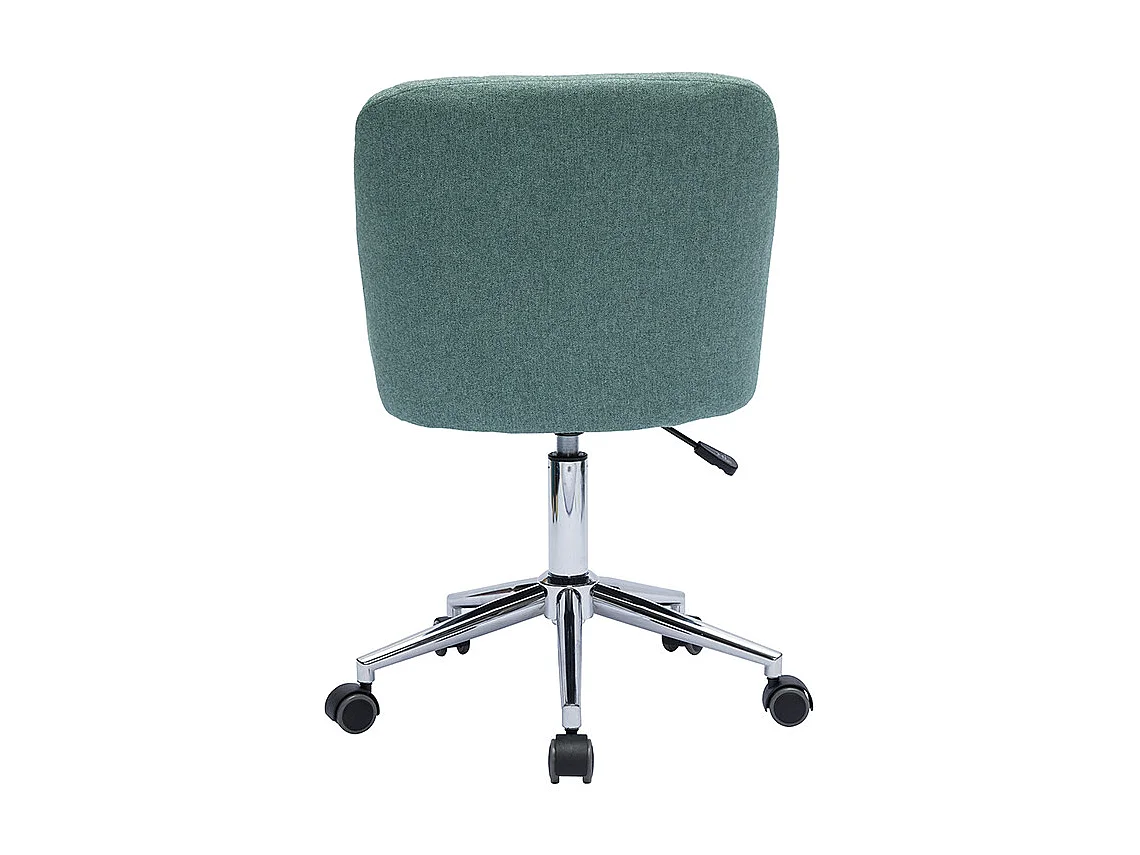 Silla de oficina capitoné con ruedas de tela efecto terciopelo texturizado verde gris y metal cromado BALTIK