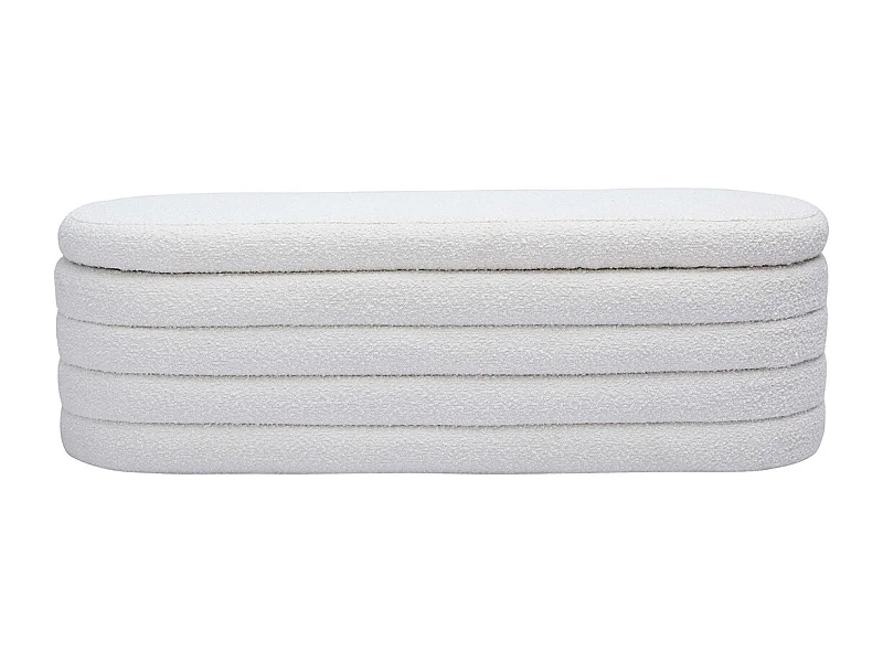 Bank mit Stofftruhe in weißem Schlingenwolleffekt L 125 cm NAVY