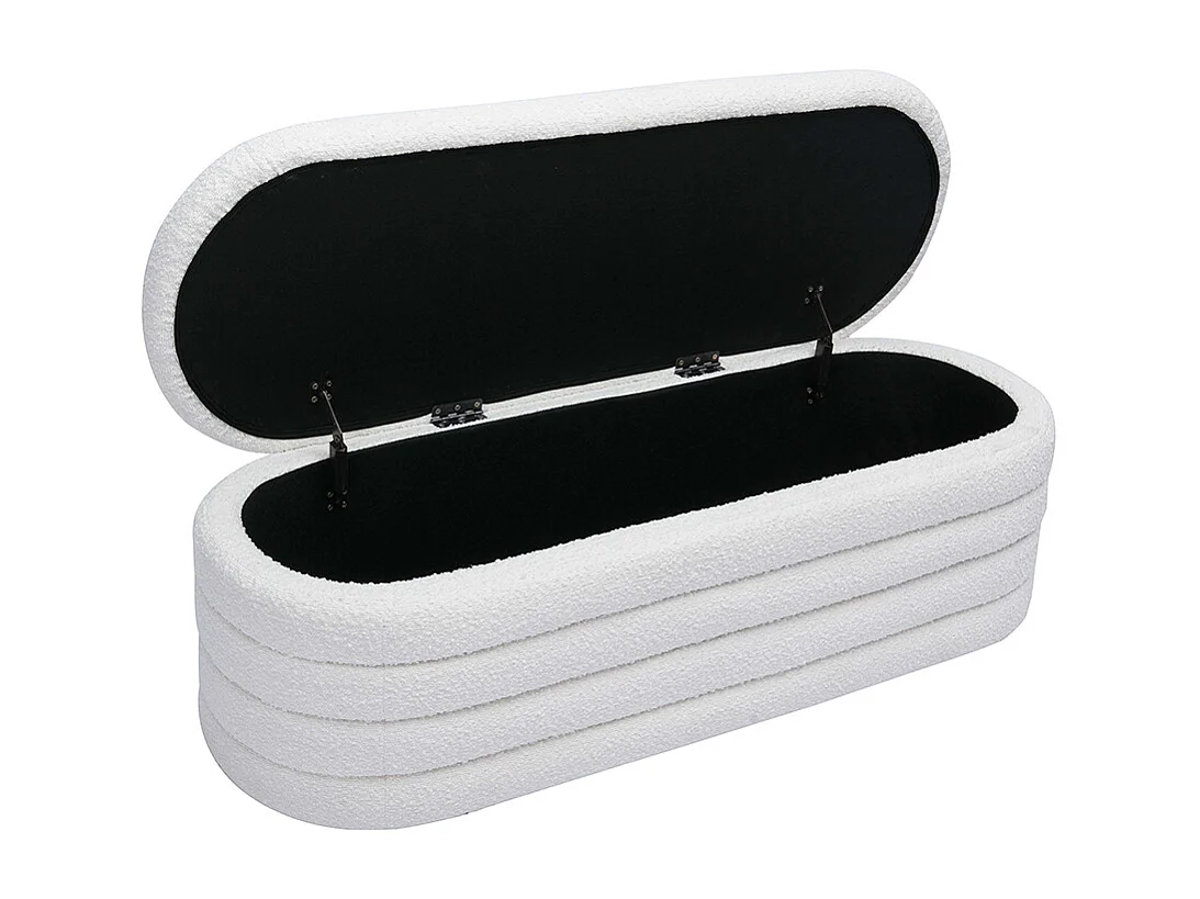 Bank mit Stofftruhe in weißem Schlingenwolleffekt L 125 cm NAVY