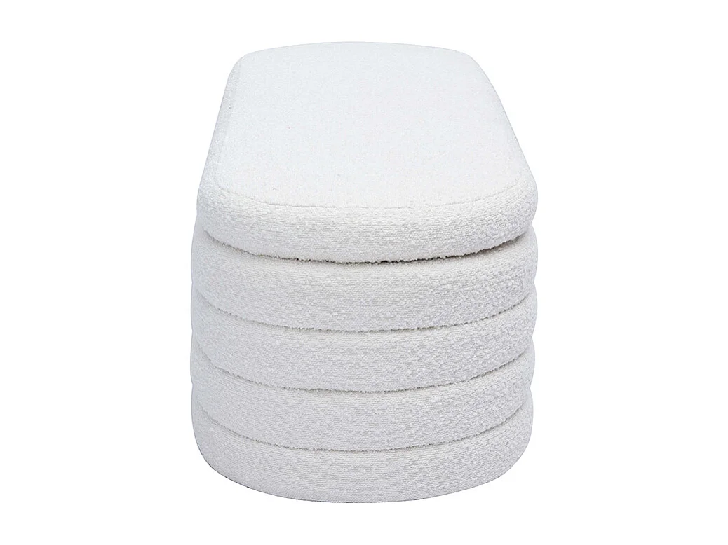 Banc coffre en tissu effet laine bouclée blanc L125 cm NAVY