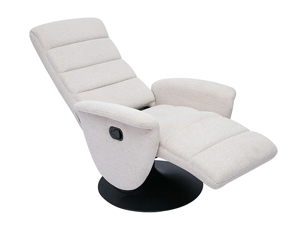 Fauteuil pivotant relax manuel en tissu chenille beige NELSON