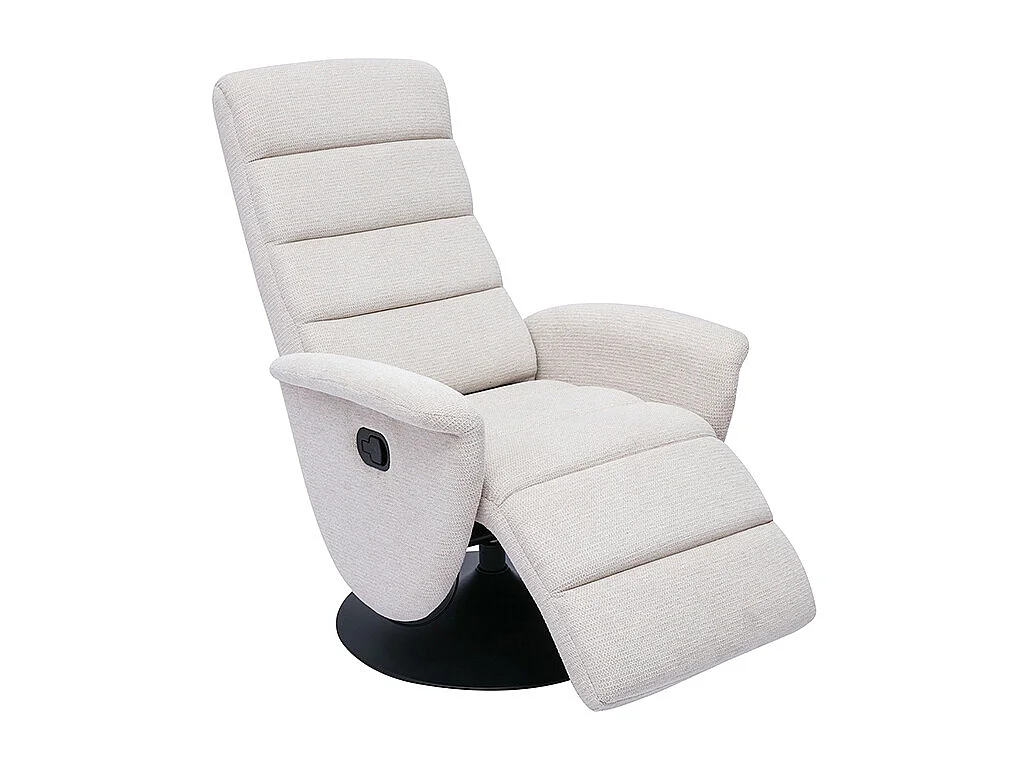 Sillón reclinable giratorio manual de tela chenilla beige NELSON