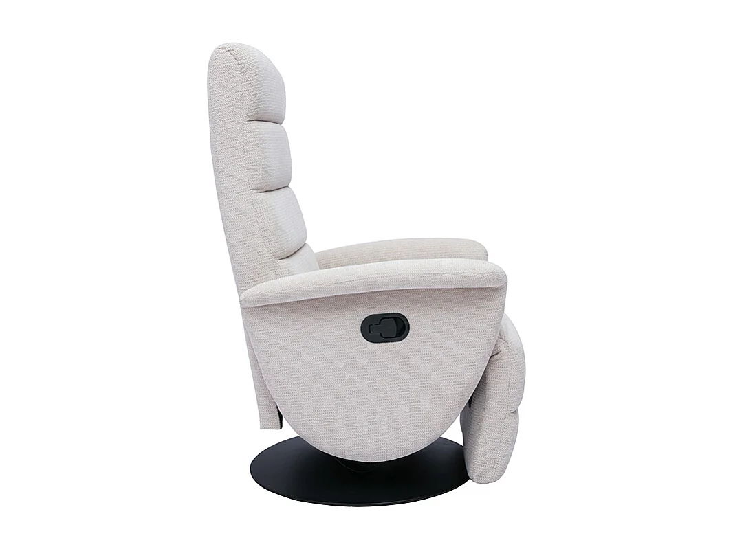 Sillón reclinable giratorio manual de tela chenilla beige NELSON