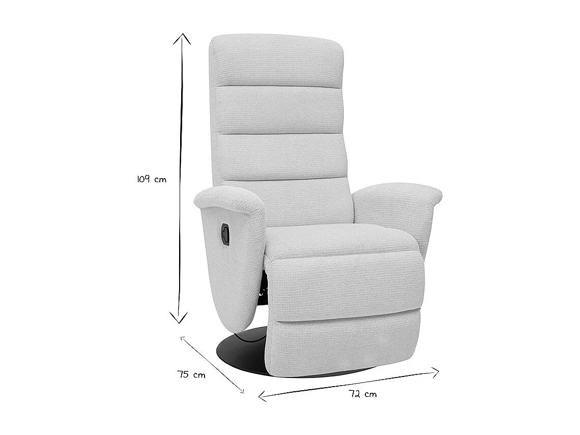 Sillón reclinable giratorio manual de tela chenilla beige NELSON