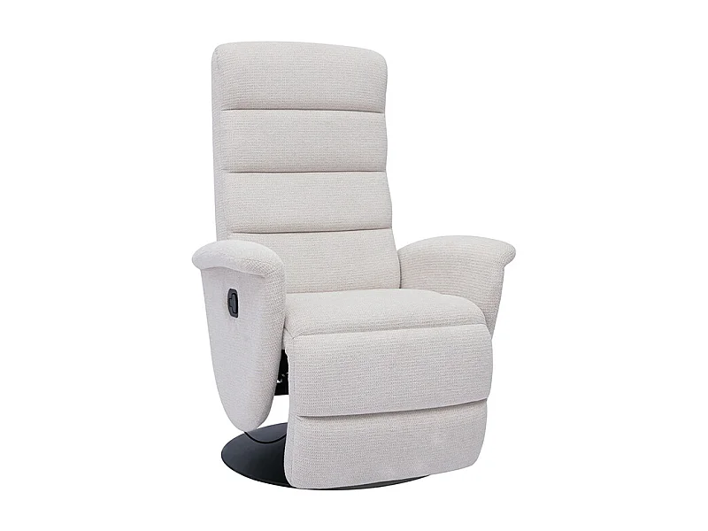 Fauteuil pivotant relax manuel en tissu chenille beige NELSON